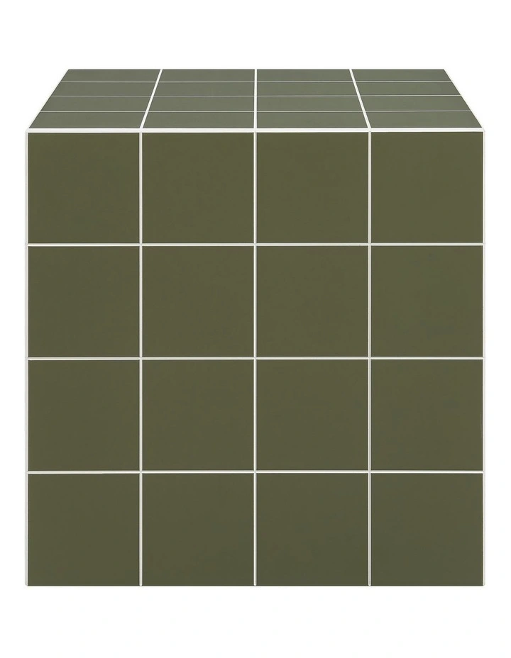 Nash Side Table Cube Bedside Storage Olive Green image 3