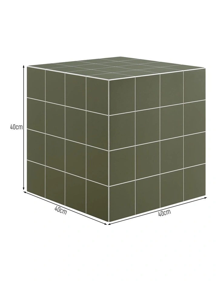 Nash Side Table Cube Bedside Storage Olive Green image 6