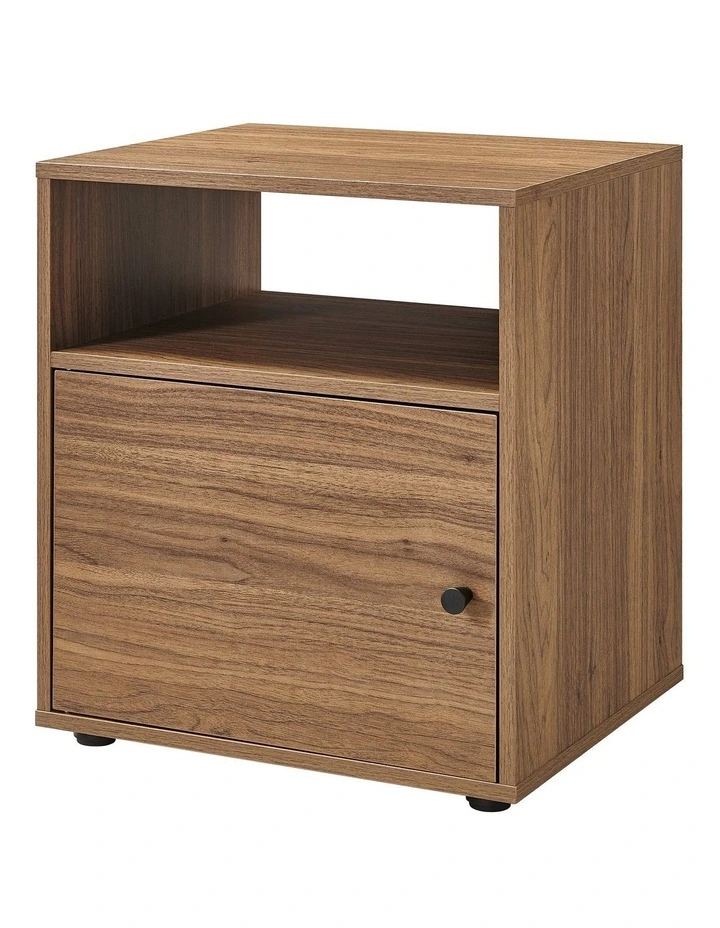 Lanie Bedside Unit Side Table 1 Door Walnut image 1