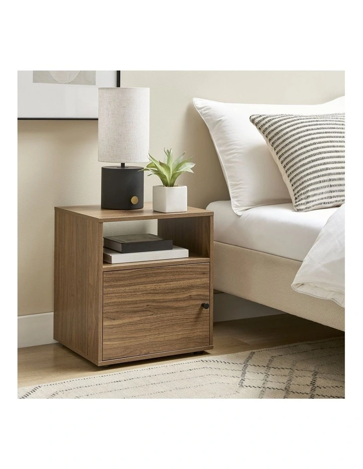 Lanie Bedside Unit Side Table 1 Door Walnut image 2