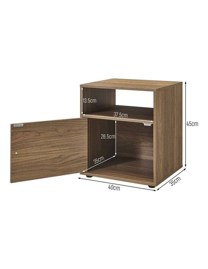 Lanie Bedside Unit Side Table 1 Door Walnut image 7