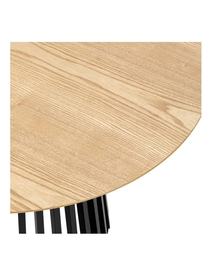 Vanessa Dining Table Round Slat Base 100cm Black and Oak image 5