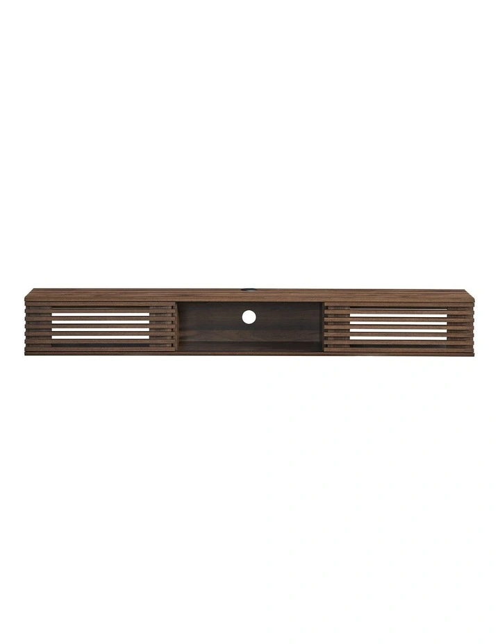 Clancy Wall Mount Entertainment TV Unit Floating 2 Doors 180cm Walnut image 4