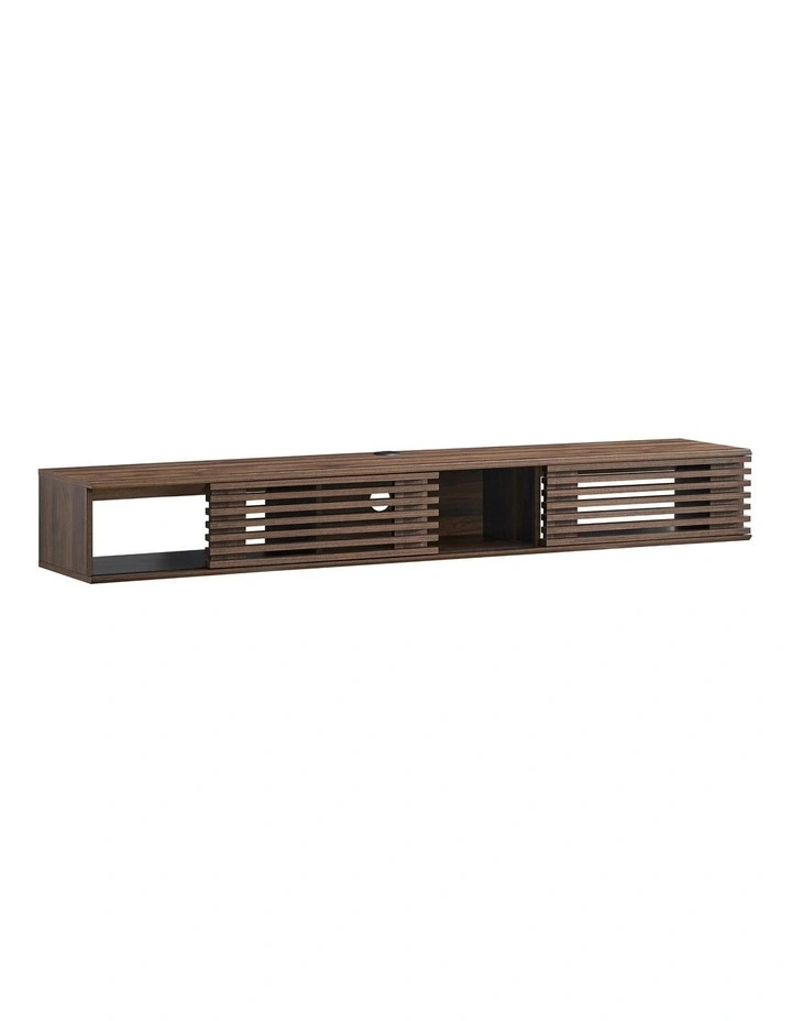 Clancy Wall Mount Entertainment TV Unit Floating 2 Doors 180cm Walnut image 5