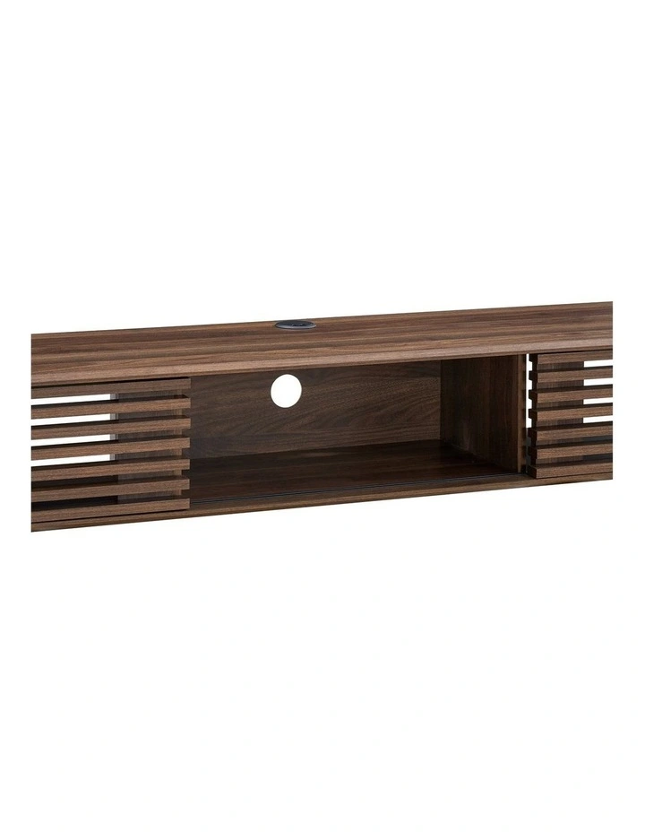 Clancy Wall Mount Entertainment TV Unit Floating 2 Doors 180cm Walnut image 6