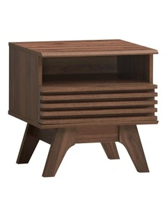 Clancy Bedside Unit Side Table Nightstand 1 Drawer Walnut