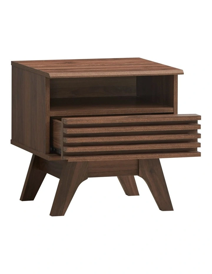 Clancy Bedside Unit Side Table Nightstand 1 Drawer Walnut image 3