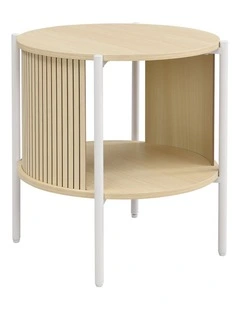 Mia Side Table Round Light Oak and White