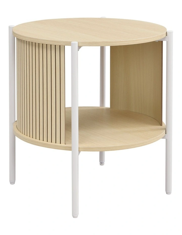 Mia Side Table Round Light Oak and White image 1