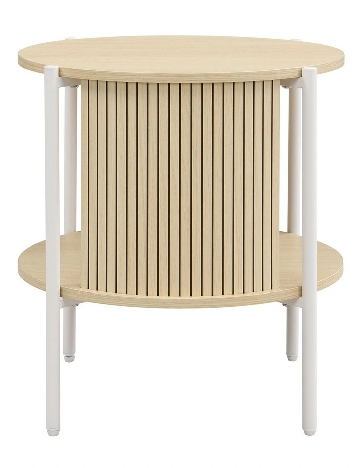Mia Side Table Round Light Oak and White image 4