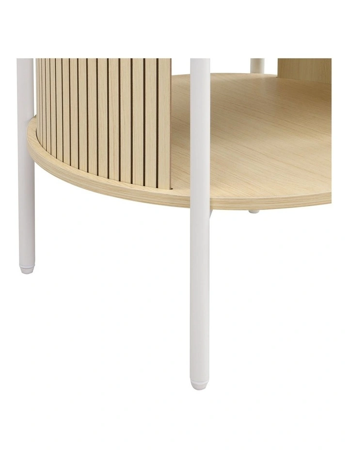 Mia Side Table Round Light Oak and White image 5