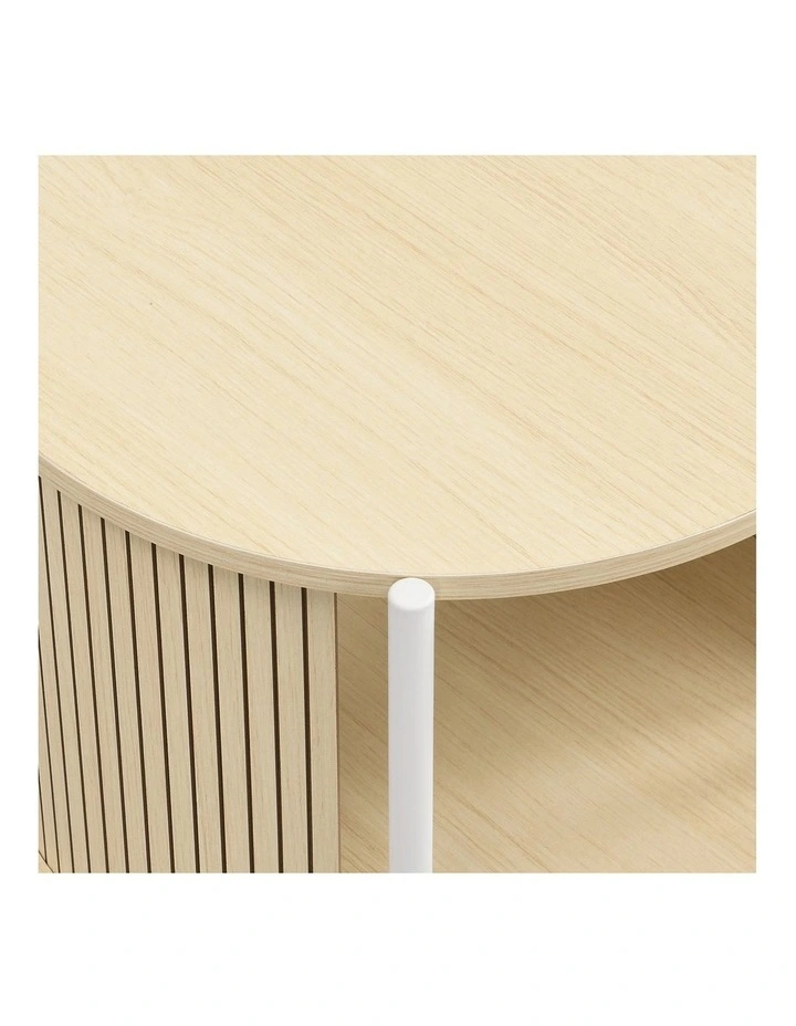 Mia Side Table Round Light Oak and White image 6
