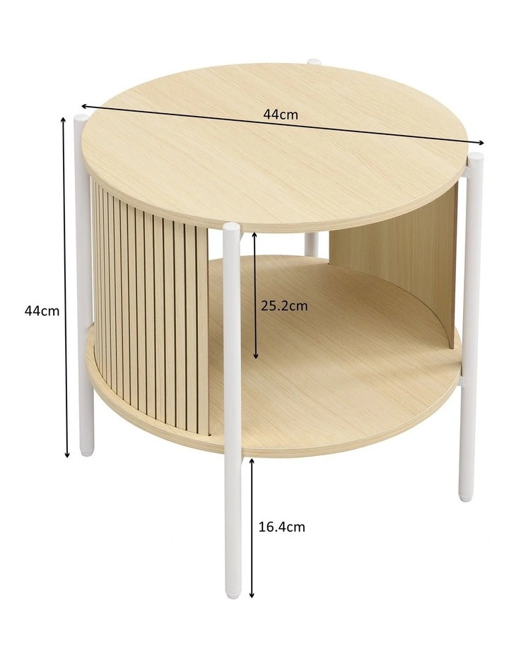 Mia Side Table Round Light Oak and White image 7