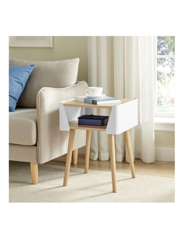 Sheena Side Table Bedside Shelf Square White image 2