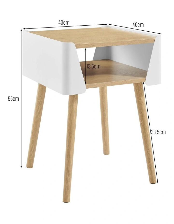 Sheena Side Table Bedside Shelf Square White image 7