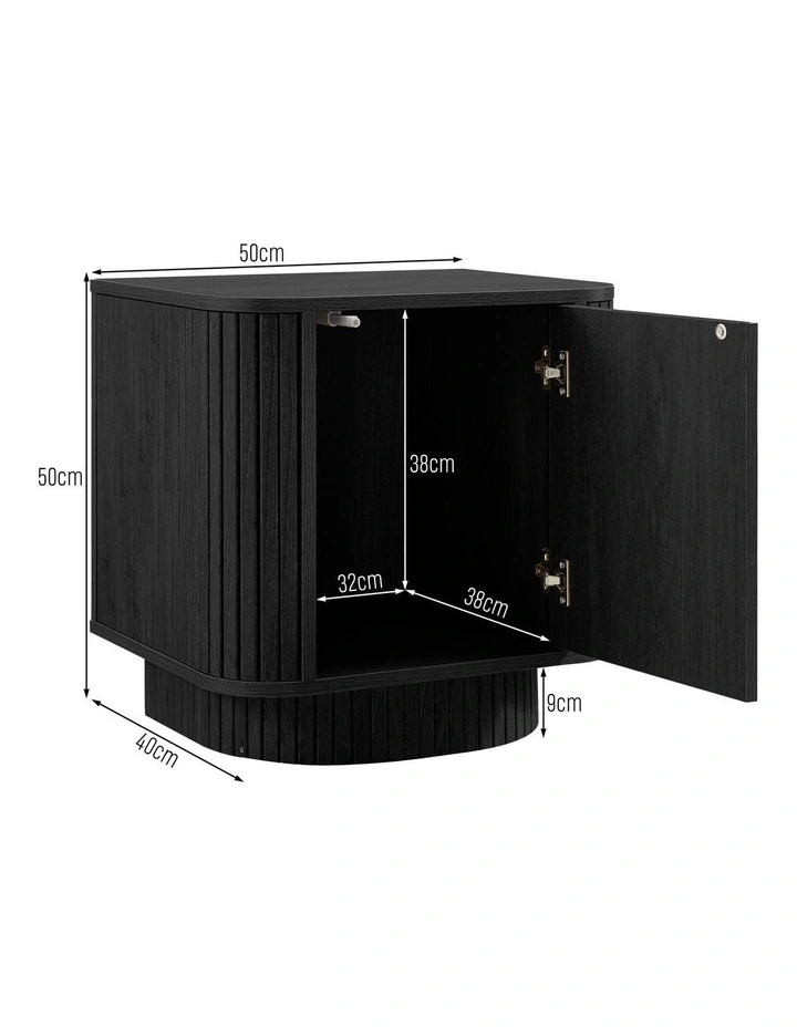 Yves Bedside Unit Side Table 1 Door Black image 7
