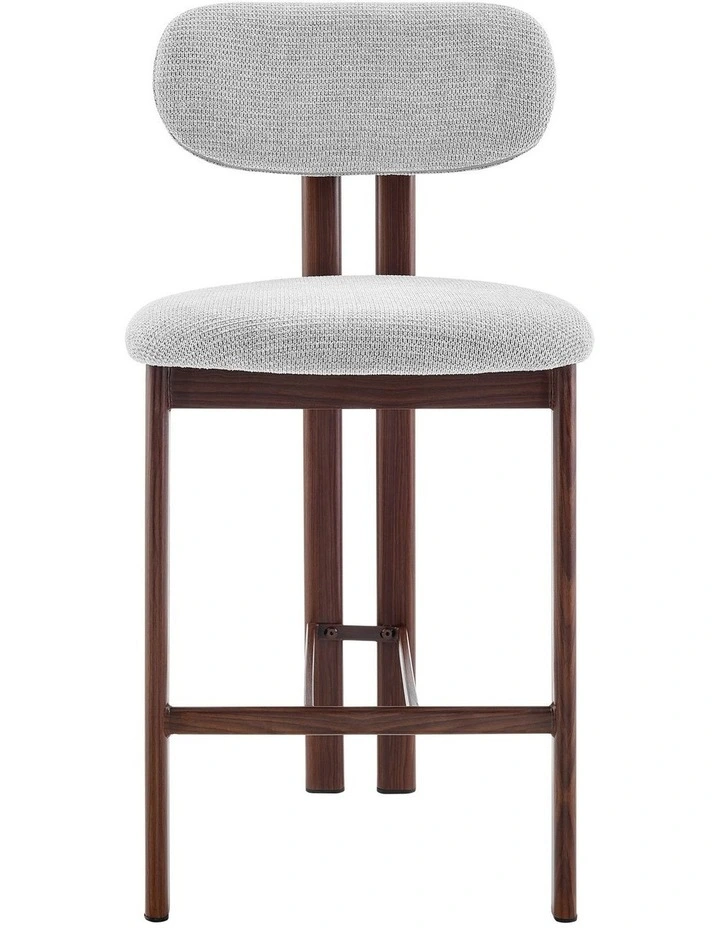 Hilda Dining Stools Pair (Set of Two) Grey and Walnut image 3