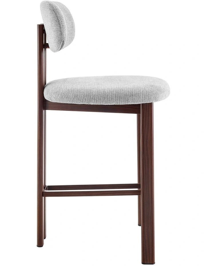 Hilda Dining Stools Pair (Set of Two) Grey and Walnut image 4