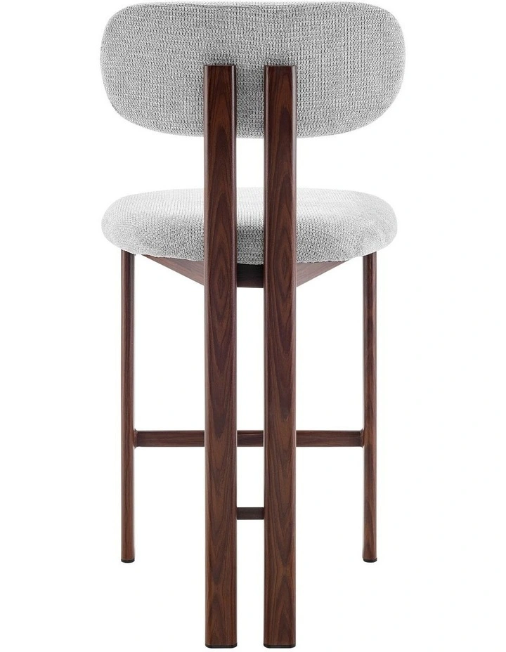 Hilda Dining Stools Pair (Set of Two) Grey and Walnut image 5