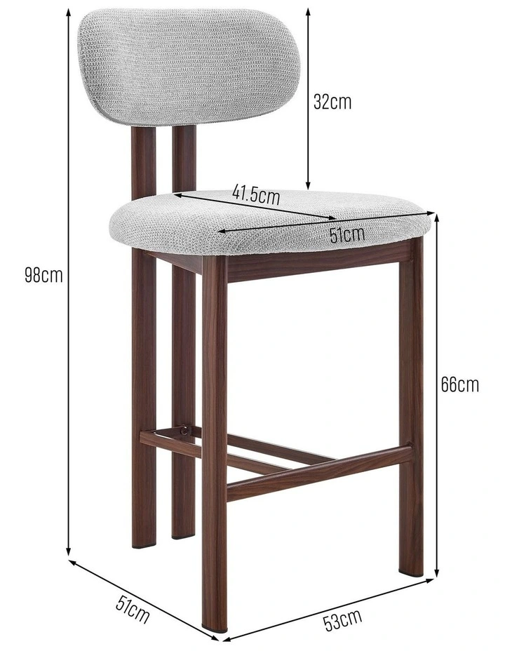 Hilda Dining Stools Pair (Set of Two) Grey and Walnut image 6