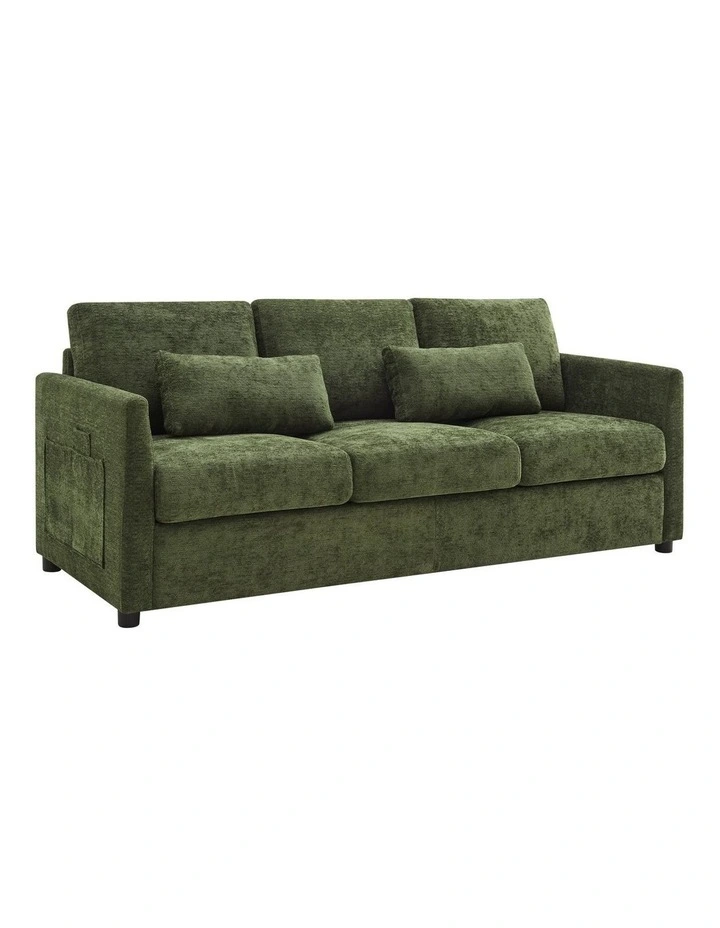 Brighton Sofa Couch Lounge 3 Seater Olive Fabric image 1