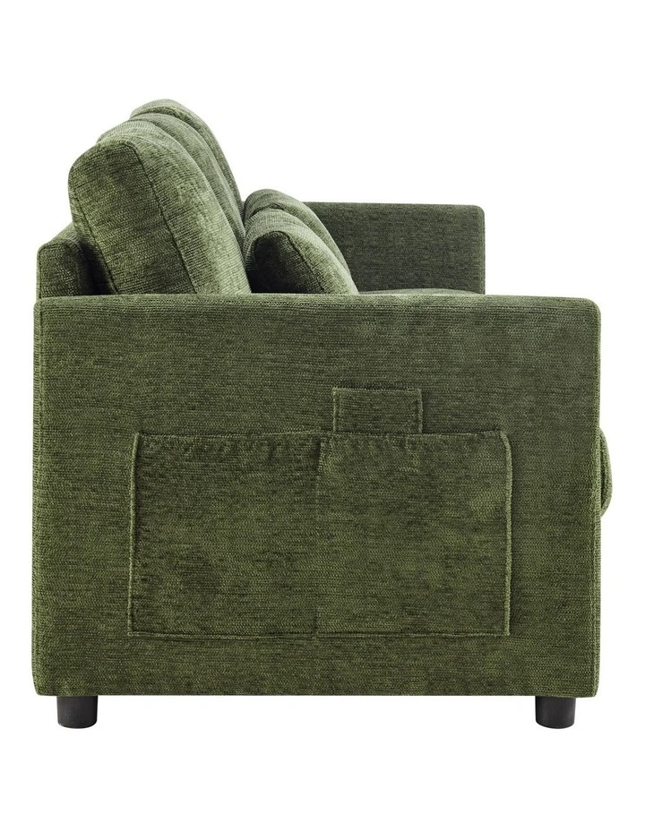 Brighton Sofa Couch Lounge 3 Seater Olive Fabric image 3