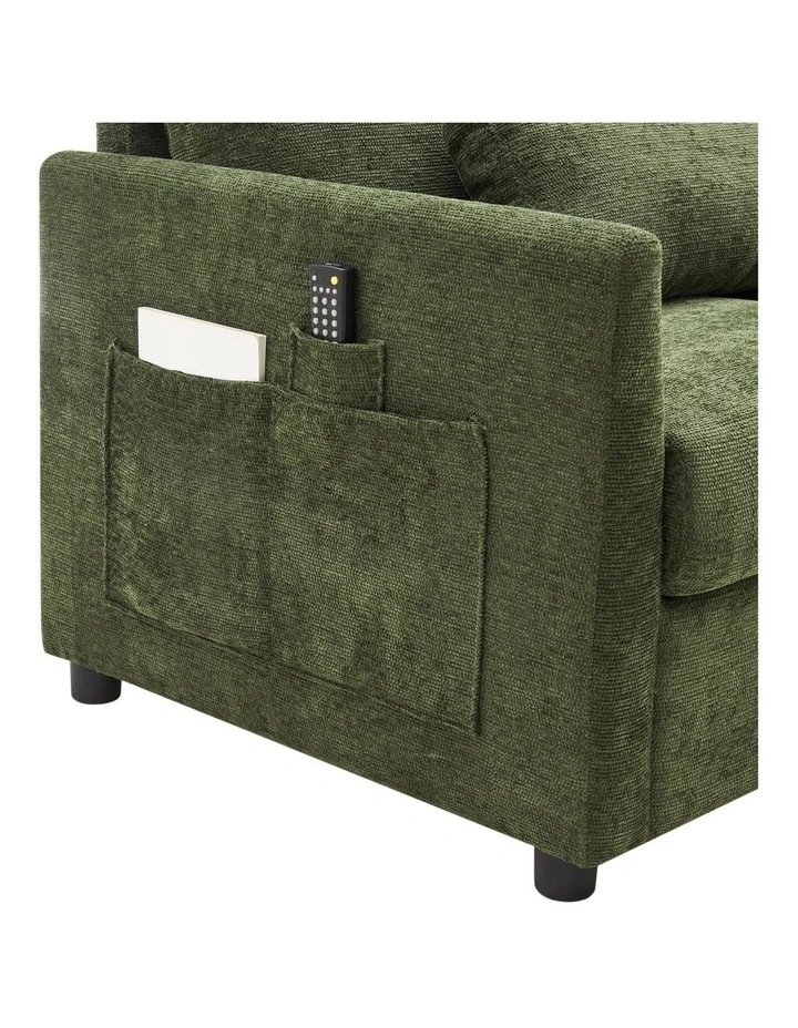 Brighton Sofa Couch Lounge 3 Seater Olive Fabric image 5