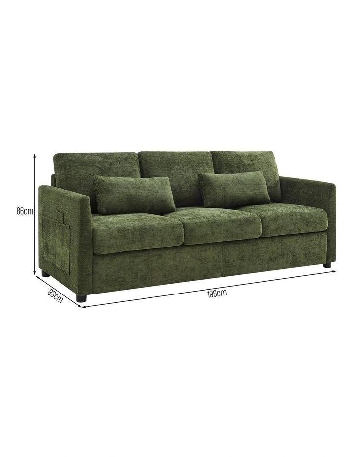 Brighton Sofa Couch Lounge 3 Seater Olive Fabric image 6
