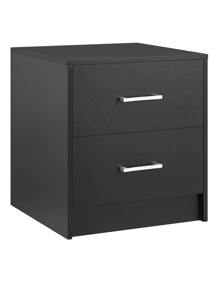 Griffin Bedside Unit Side Table 2 Drawers Black image 1