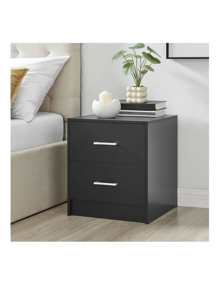 Griffin Bedside Unit Side Table 2 Drawers Black image 2