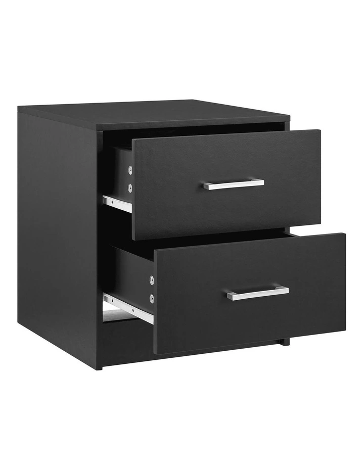 Griffin Bedside Unit Side Table 2 Drawers Black image 3