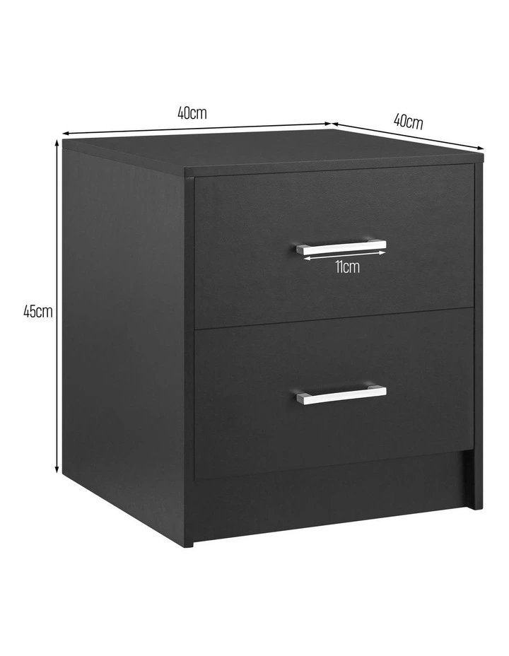 Griffin Bedside Unit Side Table 2 Drawers Black image 6