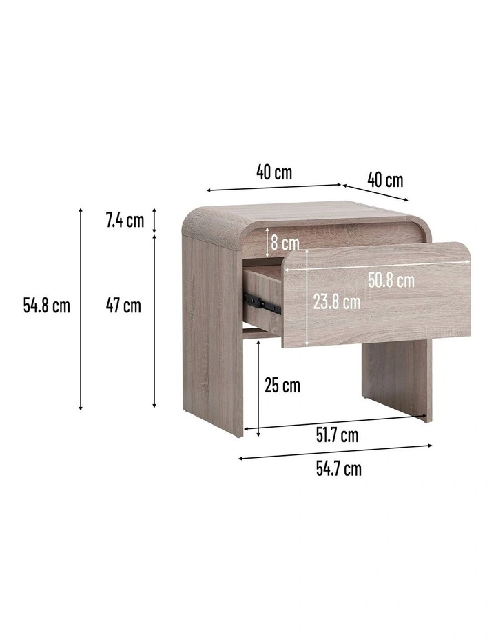 Natalya Bedside Unit Nightstand Side Table 1 Drawer Oak image 6
