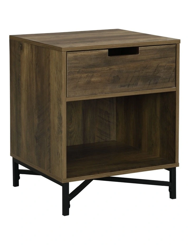 Austin Bedside Table 1 Drawer Industrial Side Table Nightstand Black image 1