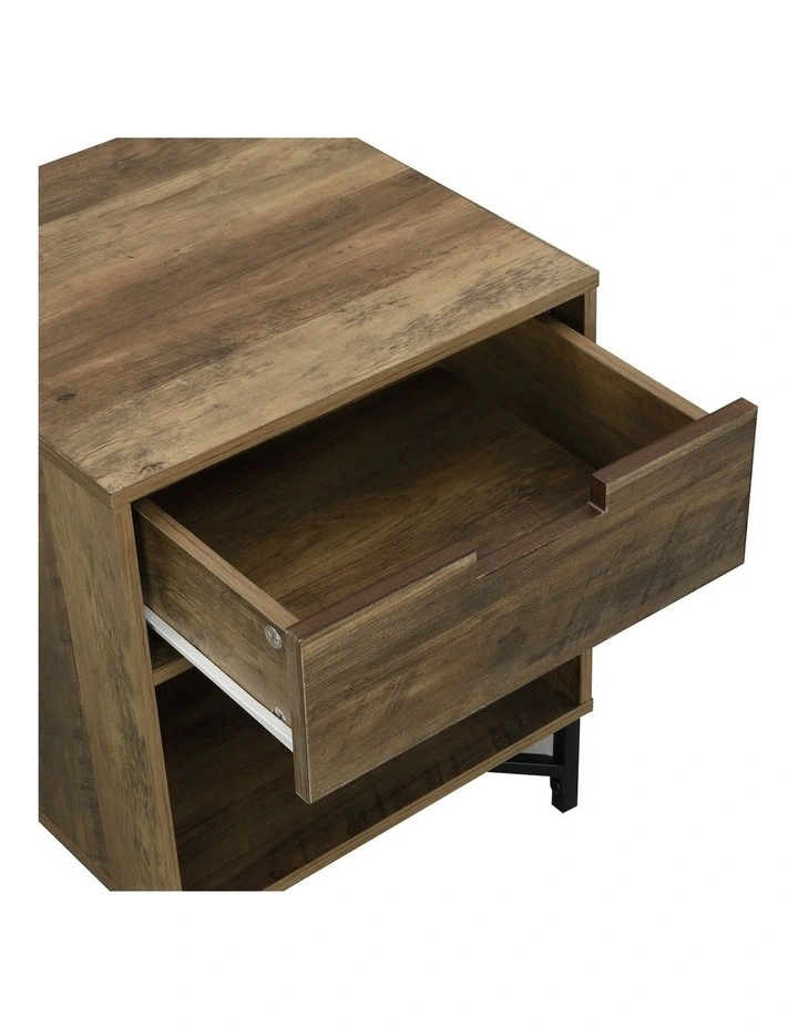 Austin Bedside Table 1 Drawer Industrial Side Table Nightstand Black image 4