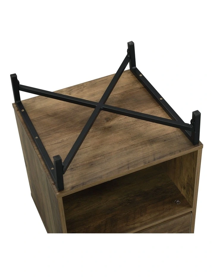 Austin Bedside Table 1 Drawer Industrial Side Table Nightstand Black image 5