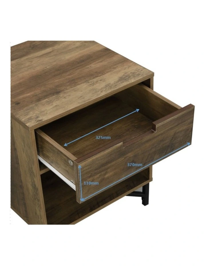 Austin Bedside Table 1 Drawer Industrial Side Table Nightstand Black image 7