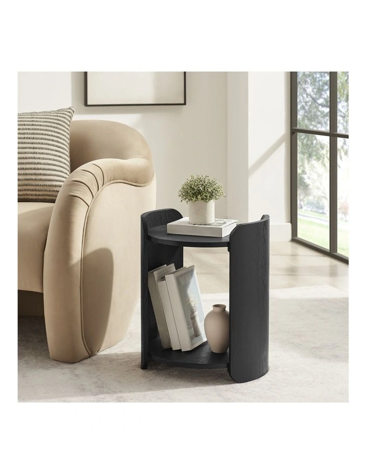 Brett Side Table Bedside Round Black image 2
