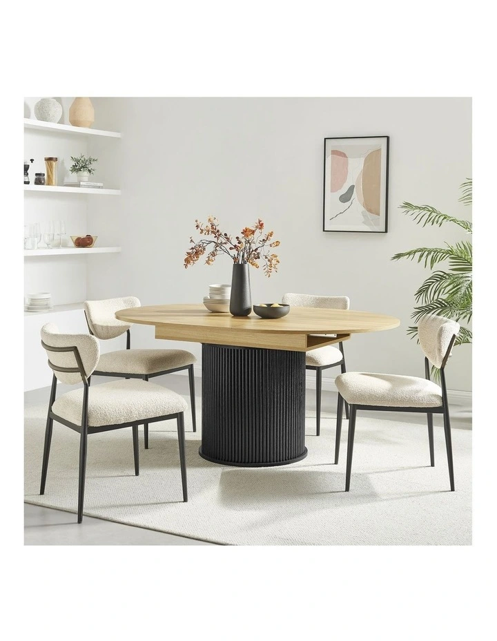 Kayla Extendable Dining Table 120-160cm Oak and Black image 2