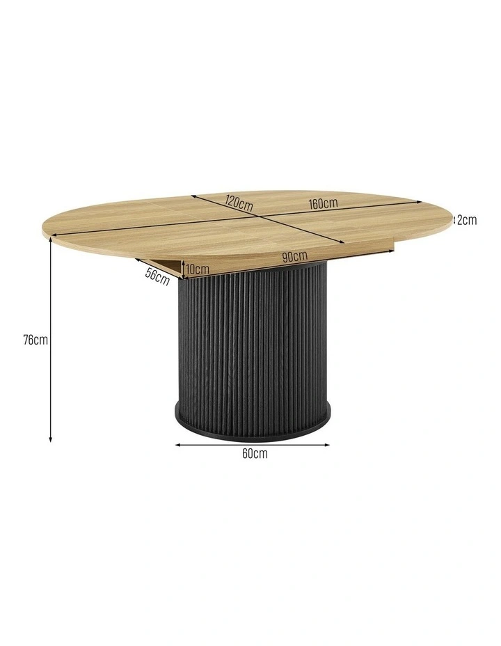 Kayla Extendable Dining Table 120-160cm Oak and Black image 6