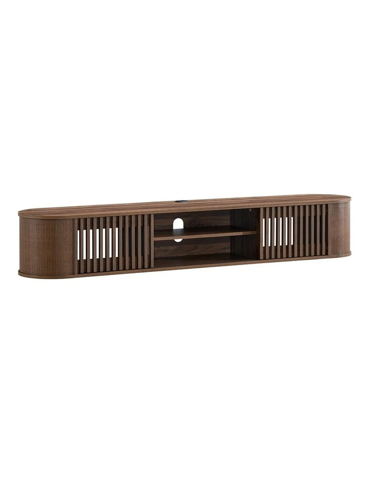 Anna Wall Mount Entertainment TV Unit Floating 2 Doors 180cm Walnut image 1
