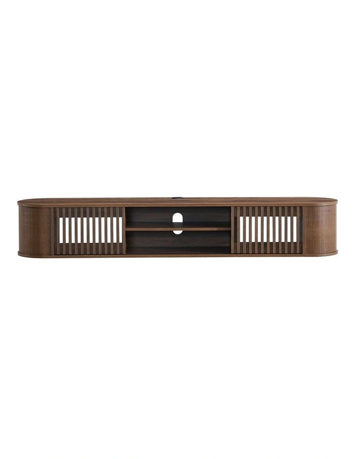 Anna Wall Mount Entertainment TV Unit Floating 2 Doors 180cm Walnut image 4