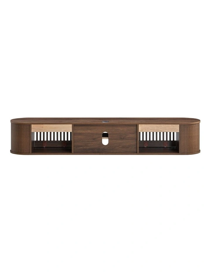 Anna Wall Mount Entertainment TV Unit Floating 2 Doors 180cm Walnut image 5