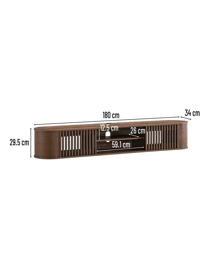 Anna Wall Mount Entertainment TV Unit Floating 2 Doors 180cm Walnut image 7