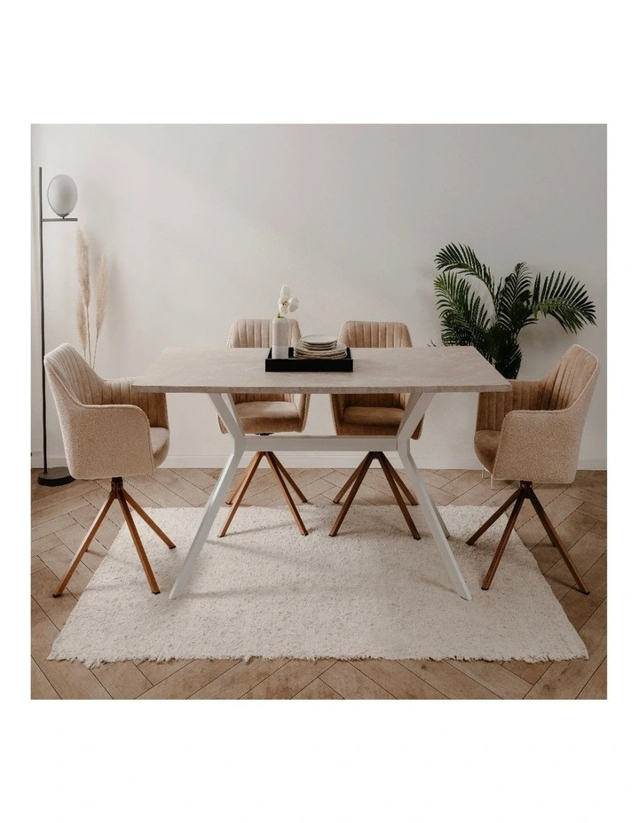 Onex Dining Table Modern 180W x 90D Sandstone and White image 2