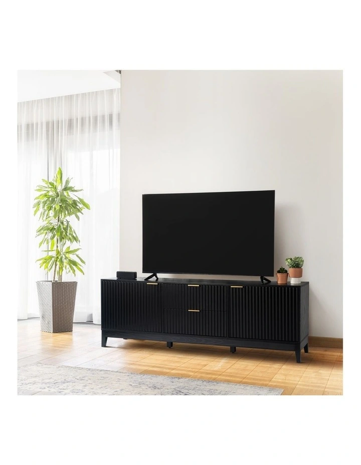 Adoria Entertainment Unit TV Cabinet 180cm 2 Doors 2 Drawers Black image 3