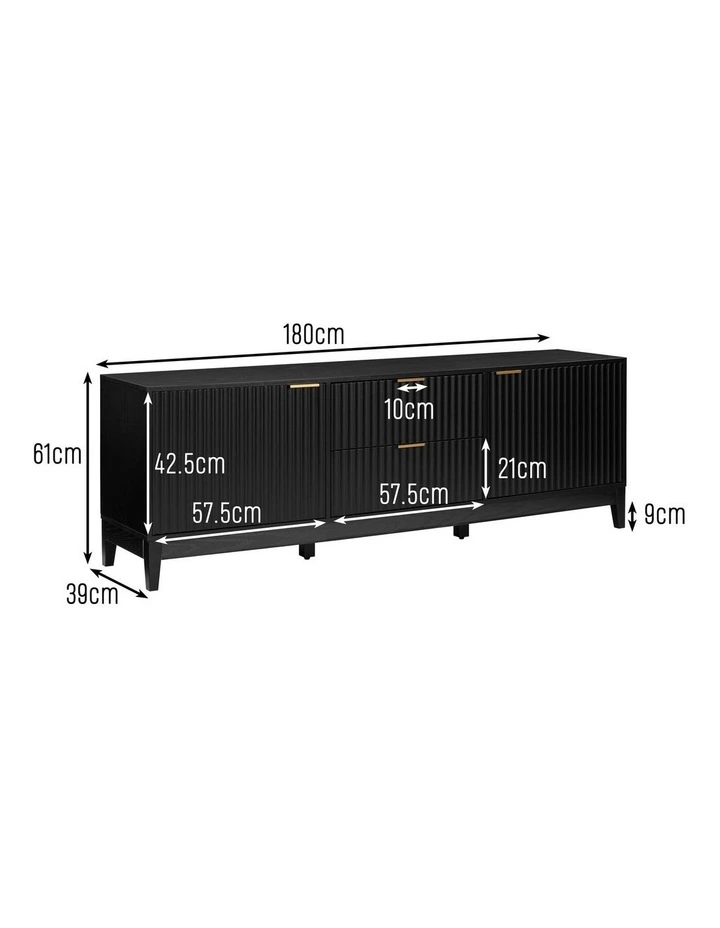 Adoria Entertainment Unit TV Cabinet 180cm 2 Doors 2 Drawers Black image 6