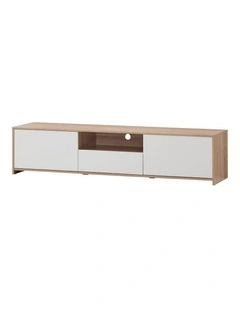 Lesley Entertainment Unit TV Cabinet Lowline TV Stand 180cm 2 Doors 1 Drawer Oak and White