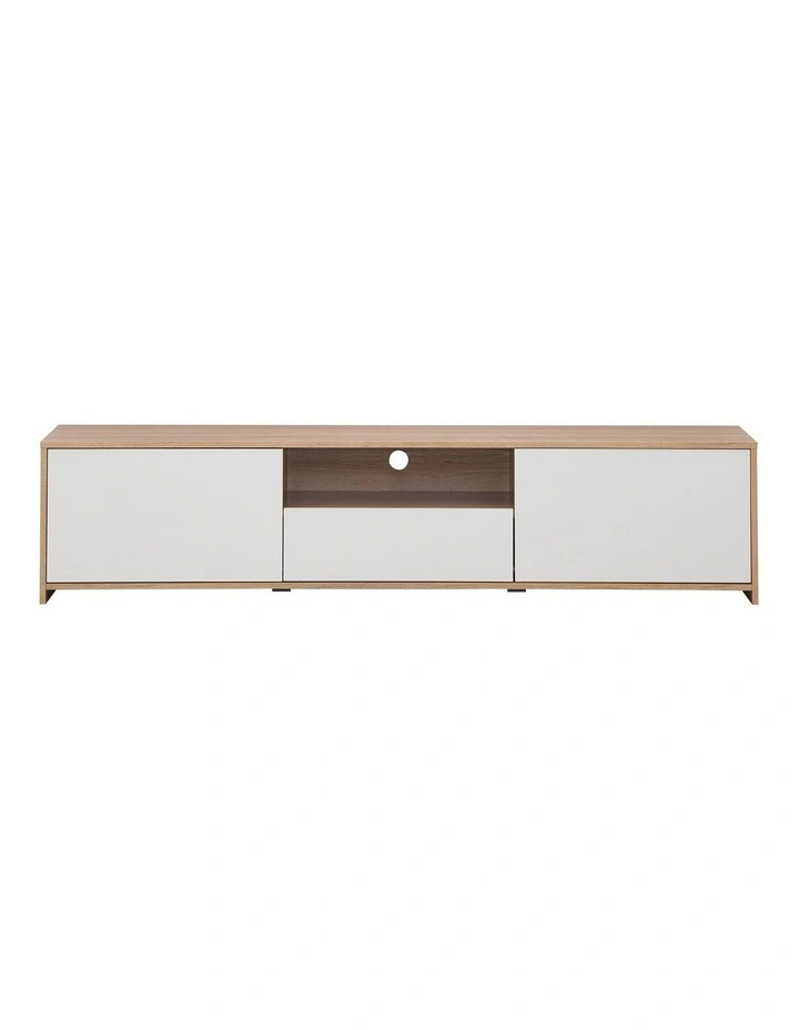 Lesley Entertainment Unit TV Cabinet Lowline TV Stand 180cm 2 Doors 1 Drawer Oak and White image 4