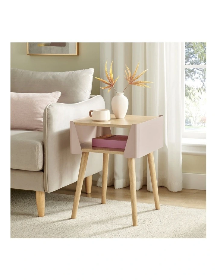 Sheena Side Table Bedside Shelf Square Cream image 2